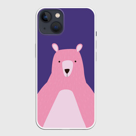 Чехол для iPhone 13 с принтом Розовый мишка в Санкт-Петербурге,  |  | альпака | звезды | медведь | мишка | ночь