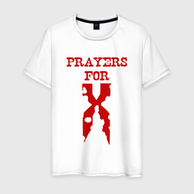 Мужская футболка хлопок с принтом Prayers For X в Санкт-Петербурге, 100% хлопок | прямой крой, круглый вырез горловины, длина до линии бедер, слегка спущенное плечо. | dmx | dog | earl simmons | hip hop | music | new york | rap | rapper | rip | ruff ryders | диэмикс | музыка | нью йорк | пёс | рэп | рэпер | хипхоп | эрл симмонс