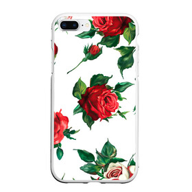 Чехол для iPhone 7Plus/8 Plus матовый с принтом Розы в Санкт-Петербурге, Силикон | Область печати: задняя сторона чехла, без боковых панелей | Тематика изображения на принте: арт | белая роза | белые розы | белые цветы | белый цветок | большие цветы | большой цветок | красная роза | красные розы | красные цветы | красный цветок | поле | поле цветов | рисунок | роза | розы