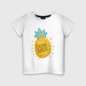 Детская футболка хлопок с принтом Сочное лето в Санкт-Петербурге, 100% хлопок | круглый вырез горловины, полуприлегающий силуэт, длина до линии бедер | ananas | summer | ананас | лето | фрукты