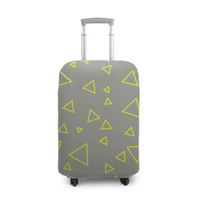 Чехол для чемодана 3D с принтом Желтый и серый | Yellow & gray в Санкт-Петербурге, 86% полиэфир, 14% спандекс | двустороннее нанесение принта, прорези для ручек и колес | gray | triangle | yellow | желтый | серый | треугольник