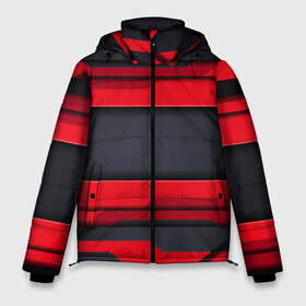 Мужская зимняя куртка 3D с принтом Red and Black 3D abstract в Санкт-Петербурге, верх — 100% полиэстер; подкладка — 100% полиэстер; утеплитель — 100% полиэстер | длина ниже бедра, свободный силуэт Оверсайз. Есть воротник-стойка, отстегивающийся капюшон и ветрозащитная планка. 

Боковые карманы с листочкой на кнопках и внутренний карман на молнии. | luxury | versace | vip | абстракция | версаче | вип | паттерн | роскошь | текстуры
