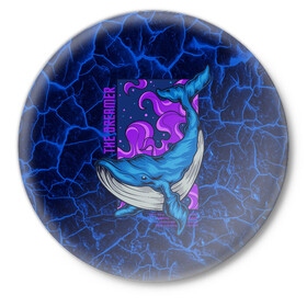 Значок с принтом Кит мечтатель The dreamer в Санкт-Петербурге,  металл | круглая форма, металлическая застежка в виде булавки | the dreamer | вода | волны | кит | мечта | мечтатель | море | океан | подводный мир | рыба