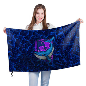 Флаг 3D с принтом Кит мечтатель The dreamer в Санкт-Петербурге, 100% полиэстер | плотность ткани — 95 г/м2, размер — 67 х 109 см. Принт наносится с одной стороны | the dreamer | вода | волны | кит | мечта | мечтатель | море | океан | подводный мир | рыба