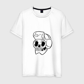 Мужская футболка хлопок с принтом Череп в Санкт-Петербурге, 100% хлопок | прямой крой, круглый вырез горловины, длина до линии бедер, слегка спущенное плечо. | skull | голова | скелет | череп | черепок