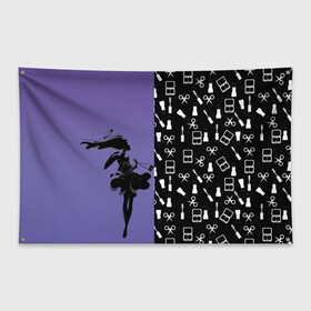 Флаг-баннер с принтом Косметичка в Санкт-Петербурге, 100% полиэстер | размер 67 х 109 см, плотность ткани — 95 г/м2; по краям флага есть четыре люверса для крепления | визажистам | девушка. тушь | ножницы | помада | тени