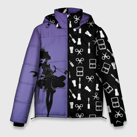Мужская зимняя куртка 3D с принтом Косметичка в Санкт-Петербурге, верх — 100% полиэстер; подкладка — 100% полиэстер; утеплитель — 100% полиэстер | длина ниже бедра, свободный силуэт Оверсайз. Есть воротник-стойка, отстегивающийся капюшон и ветрозащитная планка. 

Боковые карманы с листочкой на кнопках и внутренний карман на молнии. | визажистам | девушка. тушь | ножницы | помада | тени