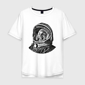 Мужская футболка хлопок Oversize с принтом Поехали Ю.Г. в Санкт-Петербурге, 100% хлопок | свободный крой, круглый ворот, “спинка” длиннее передней части | moon | арт | гагарин | день космонавтики | звезды | космонавт | космос | лого | луна | небо | планеты