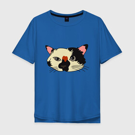 Мужская футболка хлопок Oversize с принтом Милая мордочка сердитого кота в Санкт-Петербурге, 100% хлопок | свободный крой, круглый ворот, “спинка” длиннее передней части | Тематика изображения на принте: art | cat | cat face | cats | cute | grumpy | home | kawaii | kitten | kitty | pussycat | арт | кавайи | котейка | котёнок | котик | котяра | кошечка | кошка | лицо | милота | моська | рисунок | смешные животные | сны | сон | устав