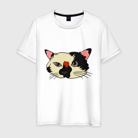 Мужская футболка хлопок с принтом Милая мордочка сердитого кота в Санкт-Петербурге, 100% хлопок | прямой крой, круглый вырез горловины, длина до линии бедер, слегка спущенное плечо. | art | cat | cat face | cats | cute | grumpy | home | kawaii | kitten | kitty | pussycat | арт | кавайи | котейка | котёнок | котик | котяра | кошечка | кошка | лицо | милота | моська | рисунок | смешные животные | сны | сон | устав