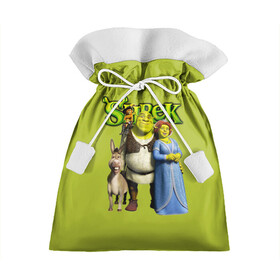 Подарочный 3D мешок с принтом Шрек Shrek в Санкт-Петербурге, 100% полиэстер | Размер: 29*39 см | cartoon | fiona | shrek | болото | детям | комедия | кот в сапогах | мультик | огр | осел | персонажи мультфильмов | тролль | фиона | шрек