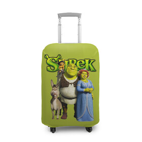 Чехол для чемодана 3D с принтом Шрек Shrek в Санкт-Петербурге, 86% полиэфир, 14% спандекс | двустороннее нанесение принта, прорези для ручек и колес | cartoon | fiona | shrek | болото | детям | комедия | кот в сапогах | мультик | огр | осел | персонажи мультфильмов | тролль | фиона | шрек