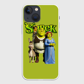 Чехол для iPhone 13 mini с принтом Шрек Shrek в Санкт-Петербурге,  |  | cartoon | fiona | shrek | болото | детям | комедия | кот в сапогах | мультик | огр | осел | персонажи мультфильмов | тролль | фиона | шрек