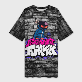 Платье-футболка 3D с принтом Friday Night Funkin Bomb man B в Санкт-Петербурге,  |  | bomb | bombman | friday night funkin | man | белый | бомб | бомба | бомбмэн | кирпич | микрофон | мэн | рисовка | розовый | текстура | фиолетовый | фрайдэй | цвета | черный
