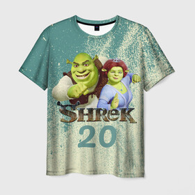 Мужская футболка 3D с принтом Shrek в Санкт-Петербурге, 100% полиэфир | прямой крой, круглый вырез горловины, длина до линии бедер | dreamworks | shrek | арт | лого | мультфильм | постер | шрек