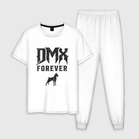 Мужская пижама хлопок с принтом DMX Forever в Санкт-Петербурге, 100% хлопок | брюки и футболка прямого кроя, без карманов, на брюках мягкая резинка на поясе и по низу штанин
 | Тематика изображения на принте: dmx | dog | earl simmons | hip hop | music | new york | rap | rapper | rip | ruff ryders | диэмикс | музыка | нью йорк | пёс | рэп | рэпер | хипхоп | эрл симмонс