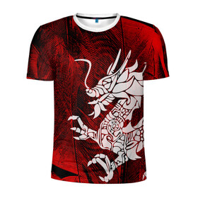 Мужская футболка 3D спортивная с принтом Chinese Dragon в Санкт-Петербурге, 100% полиэстер с улучшенными характеристиками | приталенный силуэт, круглая горловина, широкие плечи, сужается к линии бедра | китайский дракон | монстр | силуэт | символ добра | тату | ящерица