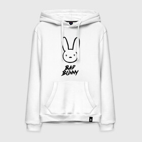 Мужская толстовка с принтом Bad Bunny лого в Санкт-Петербурге, френч-терри, мягкий теплый начес внутри (100% хлопок) | карман-кенгуру, эластичные манжеты и нижняя кромка, капюшон с подкладом и шнурком | bad bunny | benito antonio martnez ocasio | hip hop | latin trap | logo | music | rap | rnb | singer | star | бенито антонио мартинес окасио | звезда | латинский трэп | логотип | музыка | певец | рнб | рэп | хип хоп