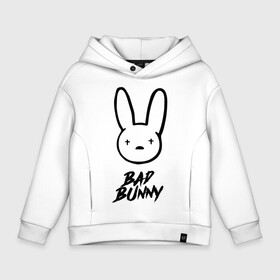 Детское худи Oversize хлопок с принтом Bad Bunny лого в Санкт-Петербурге, френч-терри — 70% хлопок, 30% полиэстер. Мягкий теплый начес внутри —100% хлопок | боковые карманы, эластичные манжеты и нижняя кромка, капюшон на магнитной кнопке | bad bunny | benito antonio martnez ocasio | hip hop | latin trap | logo | music | rap | rnb | singer | star | бенито антонио мартинес окасио | звезда | латинский трэп | логотип | музыка | певец | рнб | рэп | хип хоп