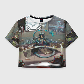 Женская футболка Crop-top 3D с принтом Arknights Clay в Санкт-Петербурге, 100% полиэстер | круглая горловина, длина футболки до линии талии, рукава с отворотами | anime | arknights | art | girl | manga | аниме | арт | девушка | манга