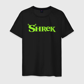 Мужская футболка хлопок с принтом Shrek | Logo (Z) в Санкт-Петербурге, 100% хлопок | прямой крой, круглый вырез горловины, длина до линии бедер, слегка спущенное плечо. | dreamworks | logo | shrek | зелёный огр | мульт | мультфильм | приключения
