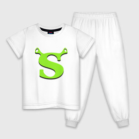 Детская пижама хлопок с принтом Shrek Logo (+спина) (Z) в Санкт-Петербурге, 100% хлопок |  брюки и футболка прямого кроя, без карманов, на брюках мягкая резинка на поясе и по низу штанин
 | dreamworks | shrek | зелёный огр | мульт | мультфильм | приключения