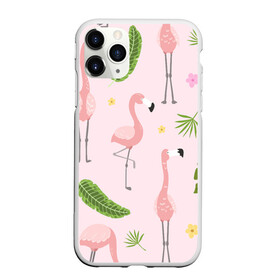 Чехол для iPhone 11 Pro матовый с принтом Фламинго в Санкт-Петербурге, Силикон |  | pink flamingo | листья | птицы | фламинго | цветы