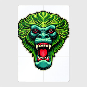 Магнитный плакат 2Х3 с принтом Злая зеленая обезьяна в Санкт-Петербурге, Полимерный материал с магнитным слоем | 6 деталей размером 9*9 см | Тематика изображения на принте: агрессия | зеленая | злая | зубы | обезьяна | оскал