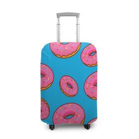Чехол для чемодана 3D с принтом Пончики в Санкт-Петербурге, 86% полиэфир, 14% спандекс | двустороннее нанесение принта, прорези для ручек и колес | еда | круг | кружки | пища | пончики | пончики гомера | симпсоны | цветные пончики