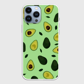 Чехол для iPhone 13 Pro Max с принтом Авокадо в Санкт-Петербурге,  |  | avocado | food | fruit | pattern | vegan | vegetarian | авокадо | веган | вегетарианство | еда | зарядка | зелёная | паттерн | правильное питание | фрукт | фрукты