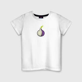 Детская футболка хлопок с принтом Tor Browser в Санкт-Петербурге, 100% хлопок | круглый вырез горловины, полуприлегающий силуэт, длина до линии бедер | Тематика изображения на принте: onion | tor | tor browser | даркнет | тор | тор браузер