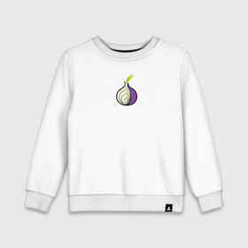 Детский свитшот хлопок с принтом Tor Browser в Санкт-Петербурге, 100% хлопок | круглый вырез горловины, эластичные манжеты, пояс и воротник | onion | tor | tor browser | даркнет | тор | тор браузер