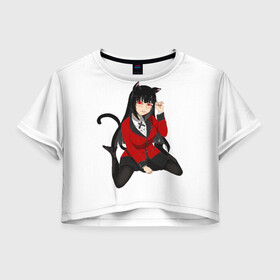 Женская футболка Crop-top 3D с принтом Jabami Yumeko в Санкт-Петербурге, 100% полиэстер | круглая горловина, длина футболки до линии талии, рукава с отворотами | ahegao | girl | girls | jabami | japan | kakegurui | senpai | waifu | yumeko | азарт | аниме | ахегао | безумный | вайфу | девушка | джабами | игра | карта | карты | манга | семпай | сенпай | тян | тяночка | юмэко | япония