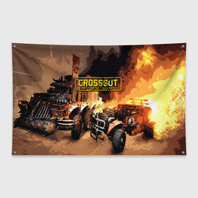 Флаг-баннер с принтом Crossout Online в Санкт-Петербурге, 100% полиэстер | размер 67 х 109 см, плотность ткани — 95 г/м2; по краям флага есть четыре люверса для крепления | action | crossout | online | tegunvte | выживание | экшен