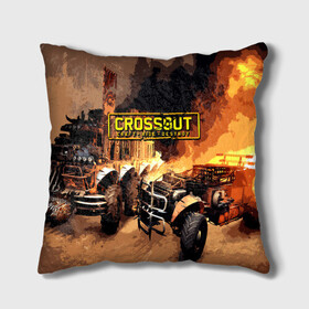 Подушка 3D с принтом Crossout Online в Санкт-Петербурге, наволочка – 100% полиэстер, наполнитель – холлофайбер (легкий наполнитель, не вызывает аллергию). | состоит из подушки и наволочки. Наволочка на молнии, легко снимается для стирки | action | crossout | online | tegunvte | выживание | экшен