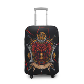 Чехол для чемодана 3D с принтом Красный китайский дракон в Санкт-Петербурге, 86% полиэфир, 14% спандекс | двустороннее нанесение принта, прорези для ручек и колес | Тематика изображения на принте: викинг | дракон | китай | китайский дракон | красный дракон | мифология | рыцарь | шлеп