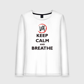 Женский лонгслив хлопок с принтом KEEP CALM and BREATHE в Санкт-Петербурге, 100% хлопок |  | demon slayer | kamado | kimetsu no yaiba | nezuko | tanjiro | аниме | гию томиока | зеницу агацума | иноске хашибира | камадо | клинок | корзинная девочка | манга | музан кибуцуджи | незуко | рассекающий демонов | танджиро