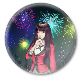 Значок с принтом Anime Girl в Санкт-Петербурге,  металл | круглая форма, металлическая застежка в виде булавки | kakegurui | аниме | арт | безумный азарт | графика