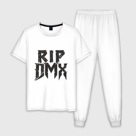 Мужская пижама хлопок с принтом RIP DMX в Санкт-Петербурге, 100% хлопок | брюки и футболка прямого кроя, без карманов, на брюках мягкая резинка на поясе и по низу штанин
 | dmx | dog | earl simmons | hip hop | music | new york | rap | rapper | rip | ruff ryders | диэмикс | музыка | нью йорк | пёс | рэп | рэпер | хипхоп | эрл симмонс