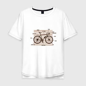 Мужская футболка хлопок Oversize с принтом Схема Анатомия Велосипеда в Санкт-Петербурге, 100% хлопок | свободный крой, круглый ворот, “спинка” длиннее передней части | Тематика изображения на принте: anatomy | bicycle | bike | mountain bike | scheme | байк | бикукле | велик | горный велосипед | инженерная схема | как устроен велосипед | состав | строение | устройство велосипеда | чертёж | чертежи