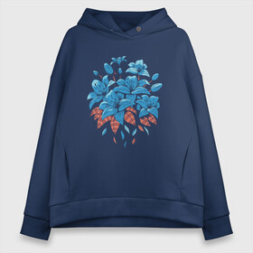 Женское худи Oversize хлопок с принтом Букет голубых лилий в Санкт-Петербурге, френч-терри — 70% хлопок, 30% полиэстер. Мягкий теплый начес внутри —100% хлопок | боковые карманы, эластичные манжеты и нижняя кромка, капюшон на магнитной кнопке | art | blue lilly | botanica | botanical | bouquet of flowers | floral | garden | gardening | lilly | арт | ботаника | букет цветов | букеты | гигантские цветы | домашние цветы | лилии | лилия | рисунок цветов | садовод | садоводство