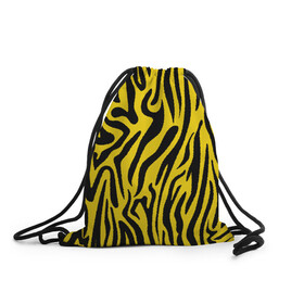Рюкзак-мешок 3D с принтом Тигровые полоски в Санкт-Петербурге, 100% полиэстер | плотность ткани — 200 г/м2, размер — 35 х 45 см; лямки — толстые шнурки, застежка на шнуровке, без карманов и подкладки | Тематика изображения на принте: абстракция | зоопринт | орнамент | полоски | полосы | пчелиный | тигровый