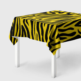 Скатерть 3D с принтом Тигровые полоски в Санкт-Петербурге, 100% полиэстер (ткань не мнется и не растягивается) | Размер: 150*150 см | абстракция | зоопринт | орнамент | полоски | полосы | пчелиный | тигровый