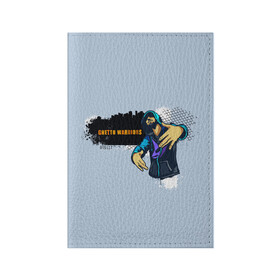 Обложка для паспорта матовая кожа с принтом Опасный гетто в Санкт-Петербурге, натуральная матовая кожа | размер 19,3 х 13,7 см; прозрачные пластиковые крепления | бандит | гетто | надпись | опасность | парень | решетка. сетка | рэпер