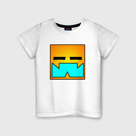 Детская футболка хлопок с принтом Geometry Dash RobTop (Z) в Санкт-Петербурге, 100% хлопок | круглый вырез горловины, полуприлегающий силуэт, длина до линии бедер | 2d | arcade | game | geometry dash | meltdown | robtop | аркада | геометрический тире | раннер