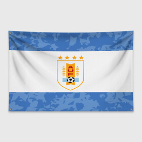 Флаг-баннер с принтом Сборная Уругвая в Санкт-Петербурге, 100% полиэстер | размер 67 х 109 см, плотность ткани — 95 г/м2; по краям флага есть четыре люверса для крепления | кавани | португалия | россия | спорт | суарес | уругвай | футбол | чемпионат мира | чемпионат мира по футболу | чм | эдинсон кавани
