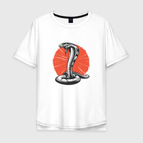 Мужская футболка хлопок Oversize с принтом Японская Кобра | Japan Cobra в Санкт-Петербурге, 100% хлопок | свободный крой, круглый ворот, “спинка” длиннее передней части | art | asp | aspid | cobra kai | japanese | poison | poisoned | red sun | snake | vemonous | venom | viper | арт | вайпер | восходящее солнце | змея | иллюстрация | кобра кай | красное солнце | рисунок кобры | солнце | яд | яд