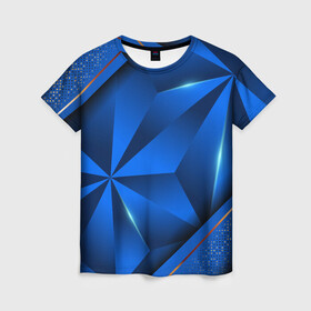 Женская футболка 3D с принтом 3D абстрактные фигуры BLUE в Санкт-Петербурге, 100% полиэфир ( синтетическое хлопкоподобное полотно) | прямой крой, круглый вырез горловины, длина до линии бедер | 3d | 3д | luxury | versace | vip | абстракция | блеск | блестки | версаче | вип | паттерн | роскошь | соты | текстуры