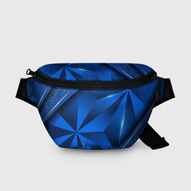 Поясная сумка 3D с принтом 3D абстрактные фигуры BLUE в Санкт-Петербурге, 100% полиэстер | плотная ткань, ремень с регулируемой длиной, внутри несколько карманов для мелочей, основное отделение и карман с обратной стороны сумки застегиваются на молнию | 3d | 3д | luxury | versace | vip | абстракция | блеск | блестки | версаче | вип | паттерн | роскошь | соты | текстуры