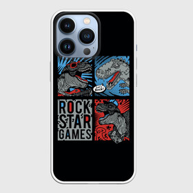 Чехол для iPhone 13 Pro с принтом Rock Star Dino Динозавр геймер в Санкт-Петербурге,  |  | dino | games | roar | rock | rock star | t rex | дино | динозавр | динозавры | рок | рокер